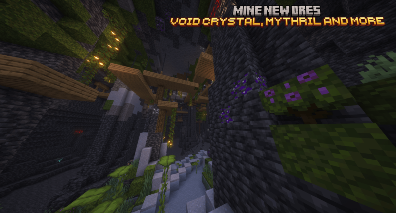 New custom ores from the series that can found in the overworld and the three other dimensions