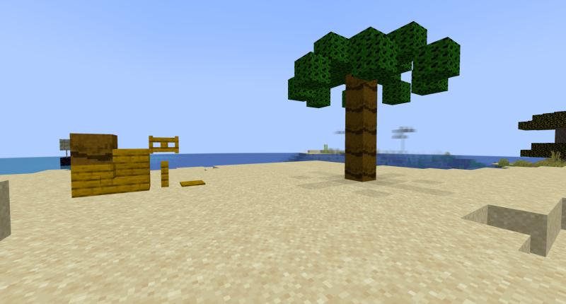 This mod adds palm trees, complete with their own wood set.