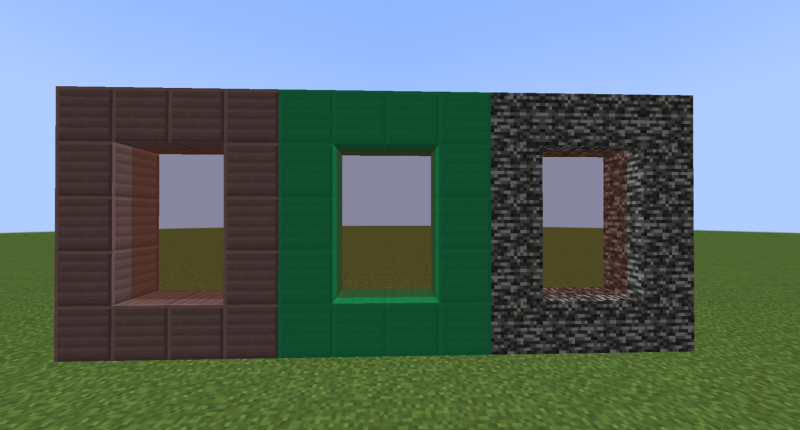 A portal to an Otherworld (left), a portal to Frozen World (middle), a portal to Void dimension (right).