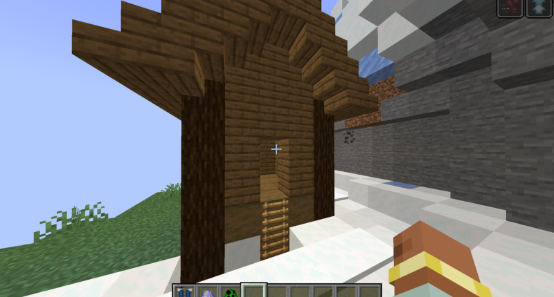 The front of the abandoned cabin