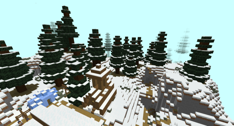 village in a frosty forest