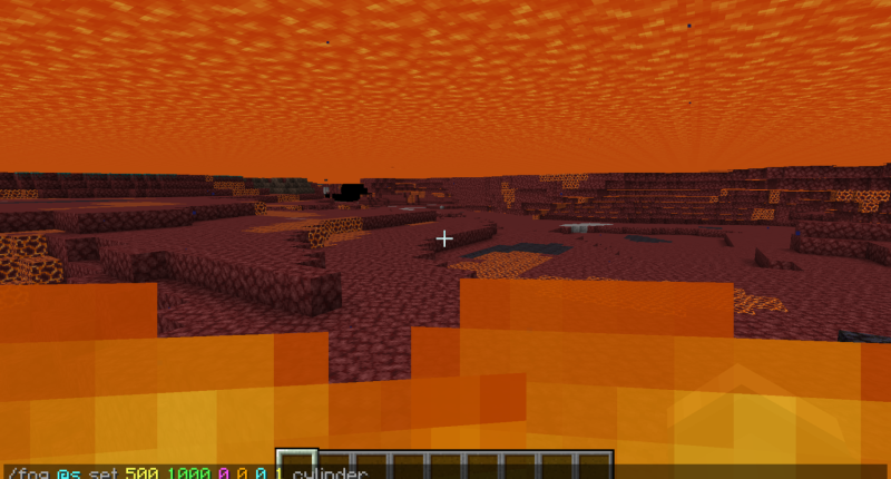 If there is a “set” in the command, this overwrites the existing fog, so the fog under lava, water, in nether and so on will also be changed.