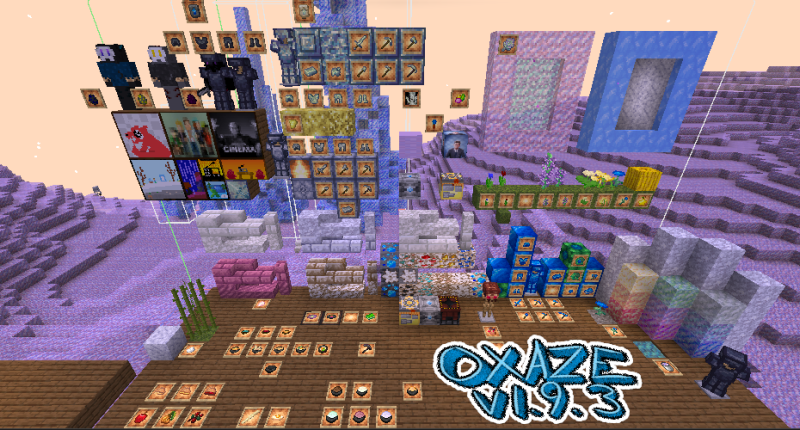 Display of all oxaze items and blocks as of 1.9.3