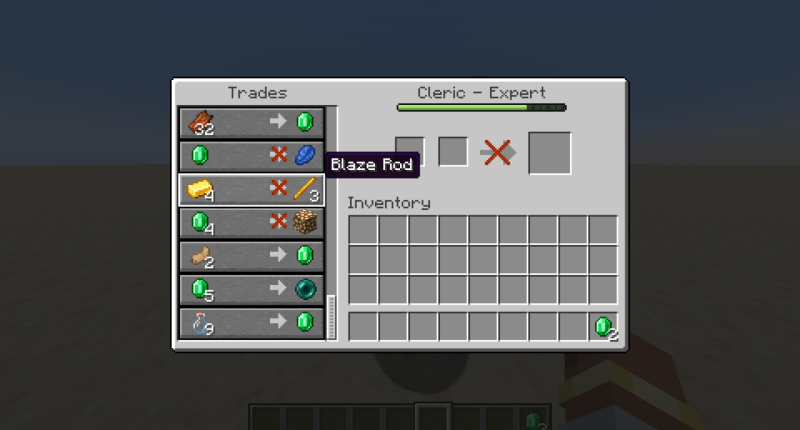 Shows the trades for ender pearls and blaze rods