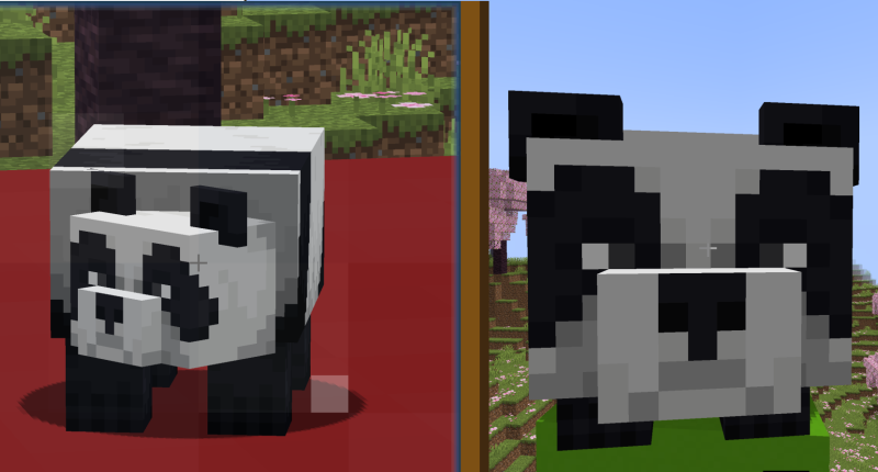 Pandas with different scales.