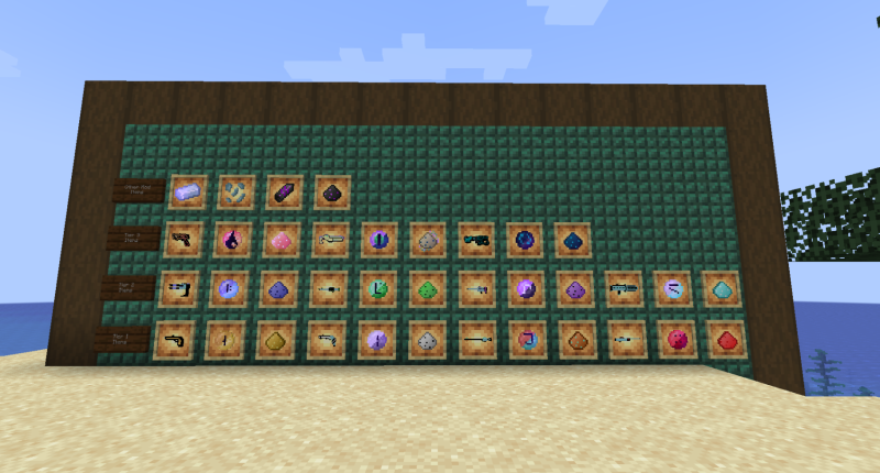 Some of the other items within Ethereal Blasters, each of these is associated with its specific "Element"