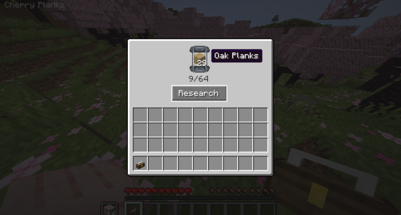 Research GUI with oak planks