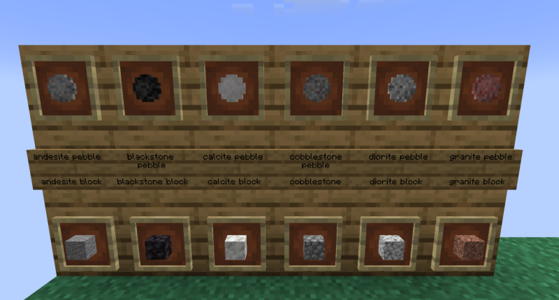 pebble and corresponding block