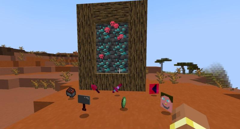 Way to open portal to new dimension. Some of the weapons and tools in the mod.