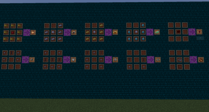 Crafting Recipes for some Minecraft items.