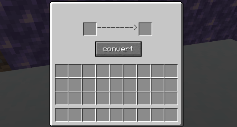 A image showing the Gui you use to convert Amythest to essence