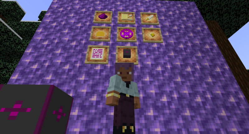 A image showing off the creator of the mod Infront of the eight items the mod adds