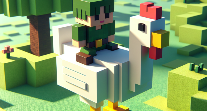 player riding chicken like a chicken jockey.