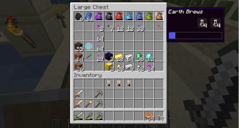 A screenshot showing off the various brews and essences to collect and use.