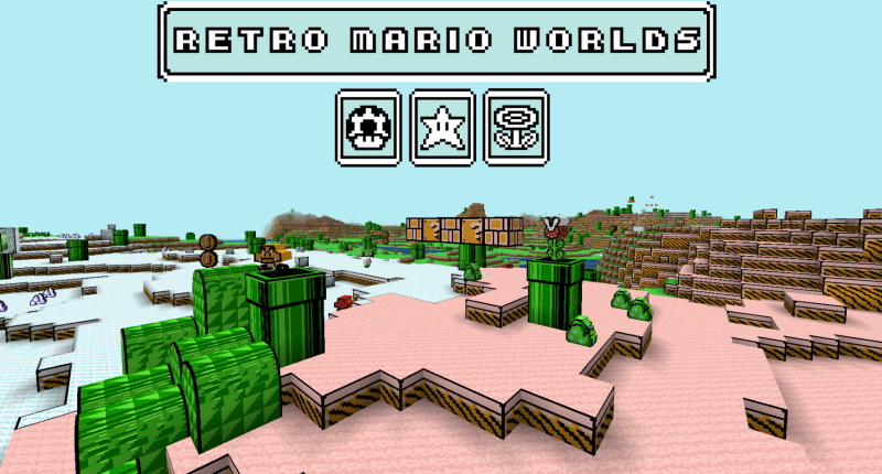 Biomes, enemies, and power-ups from old Super Mario games in Minecraft