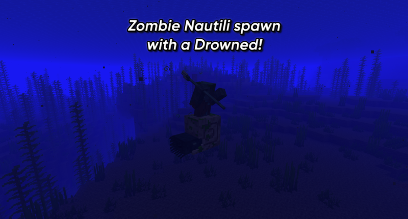 Zombie Nautili spawn with a Drowned!