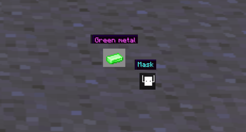 Green metal and mask