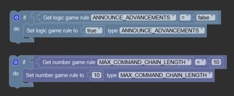 Example of how to make a procedure with the game rule blocks.