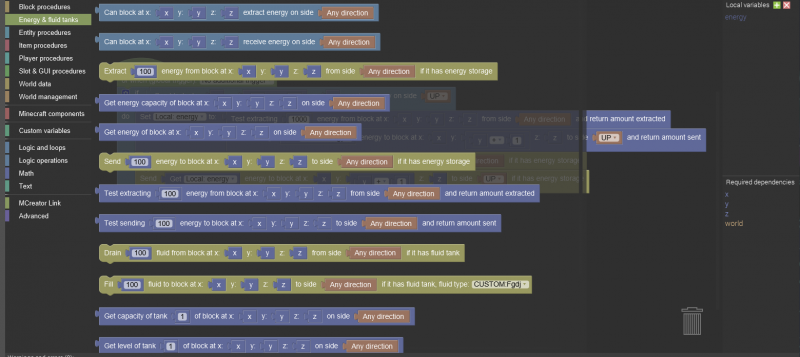 MCreator Minecraft Energy System Procedures