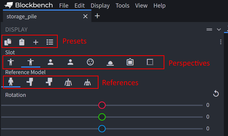 Example of slots, references and presets