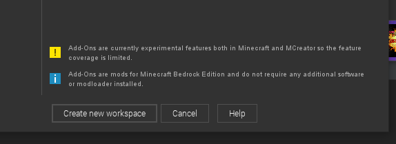 Minecraft Bedrock Edition Add-On maker warning